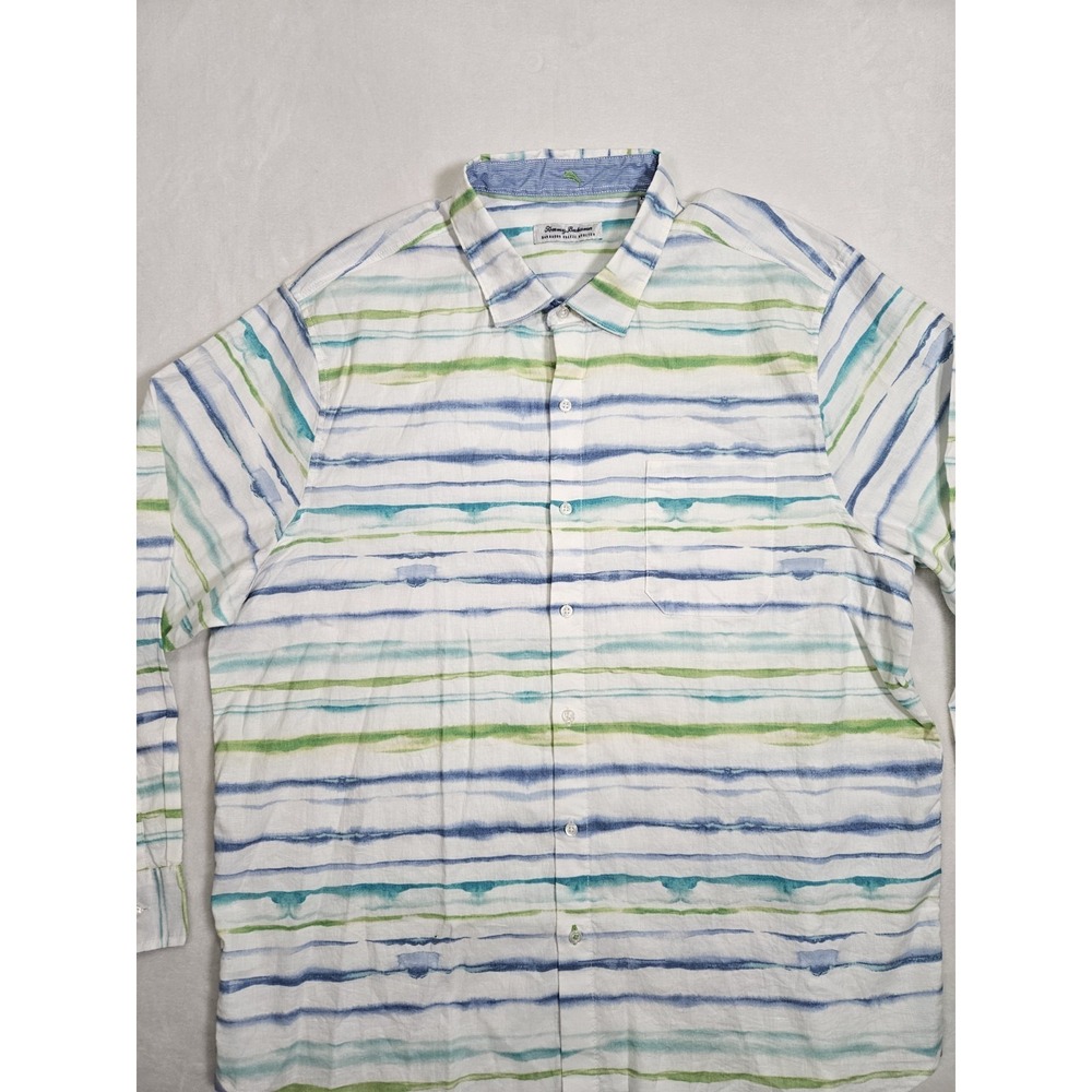 Tommy Bahama Men's XXLT‎ Linen Barbados Breeze Stripe Long Sleeve Shirt Tall - Picture 4 of 9